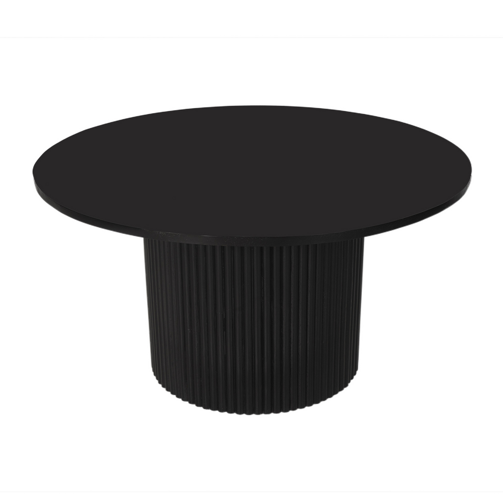 36" Black Solid Wood Round Pedestal Coffee Table