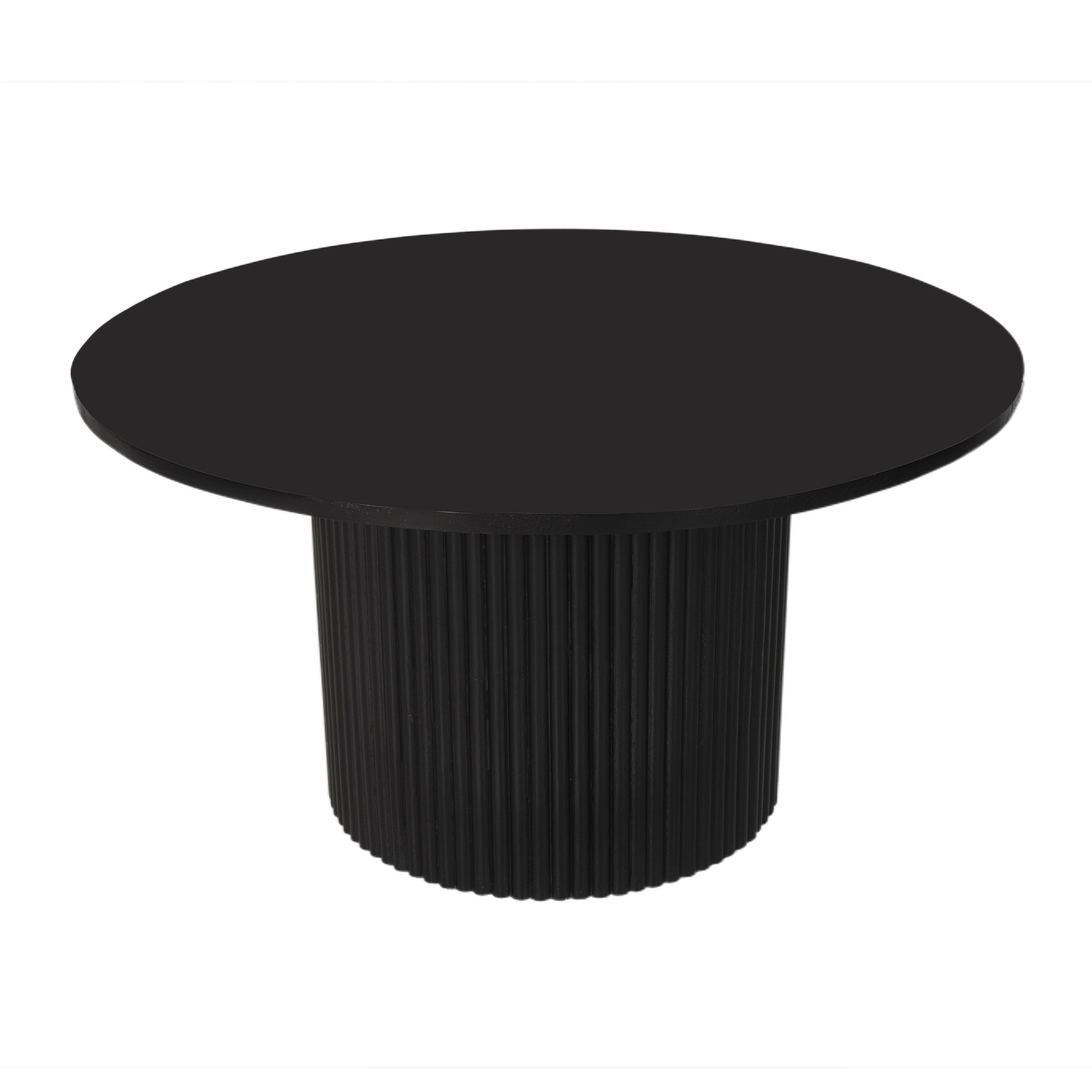 36" Black Solid Wood Round Pedestal Coffee Table