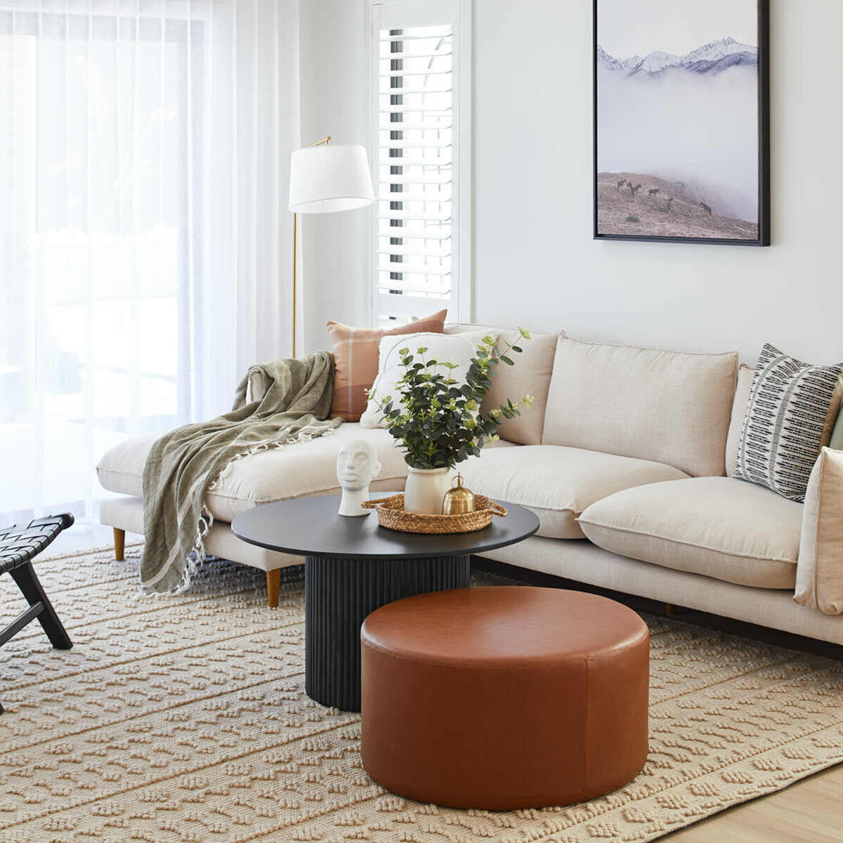 36" Black Solid Wood Round Pedestal Coffee Table