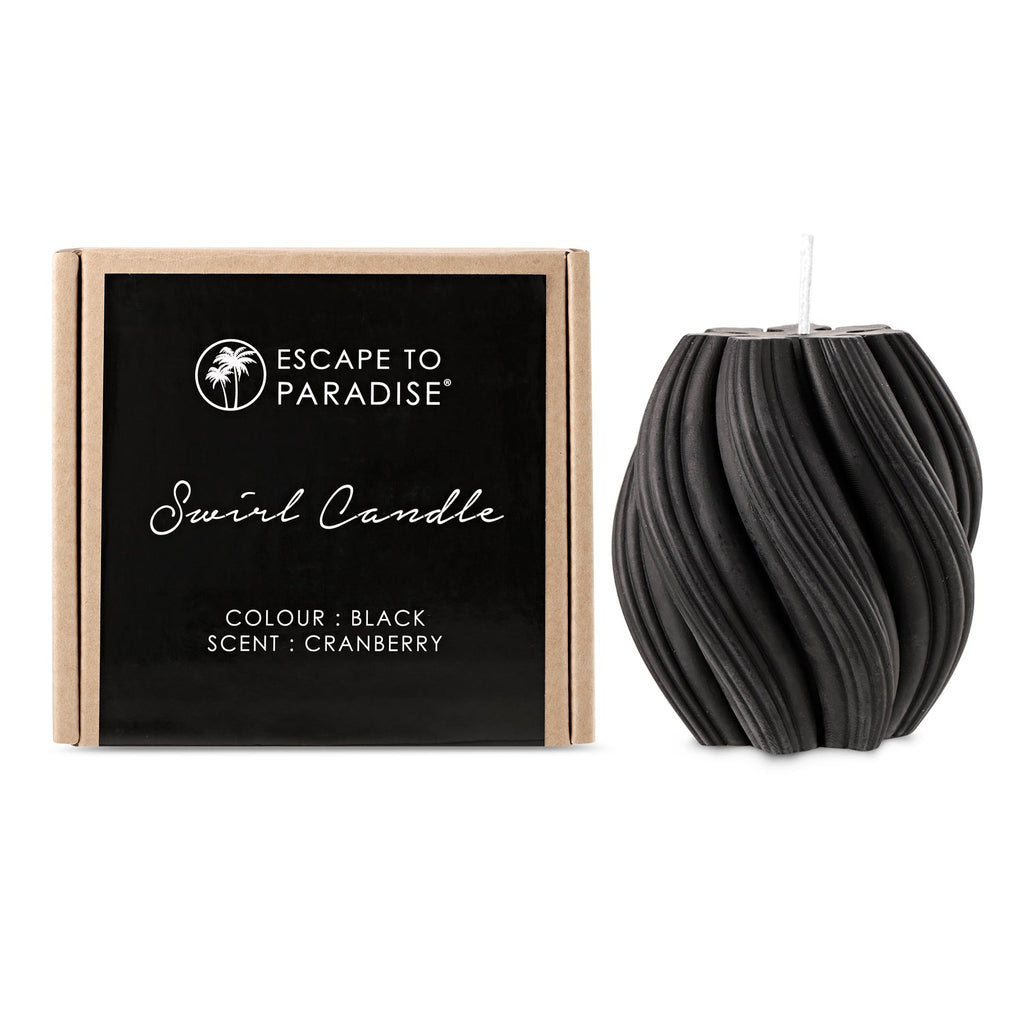 Swirl Candle-Black-Cranberry