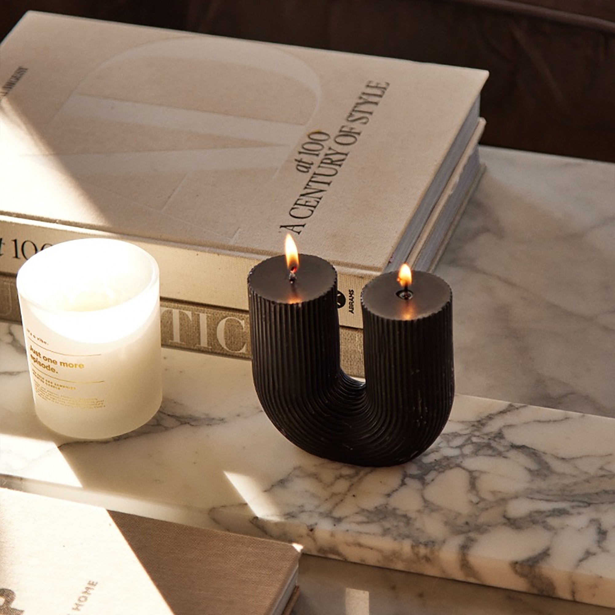 Arch Candle-Black-Cranberry