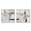 NNEDSZ Wall Art 60cmx60cm Neutral Abstract 2 Sets White Frame Canvas