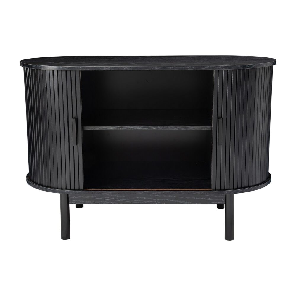 NNEDSZ Mid-Century Black Ribbed Sideboard Cabinet