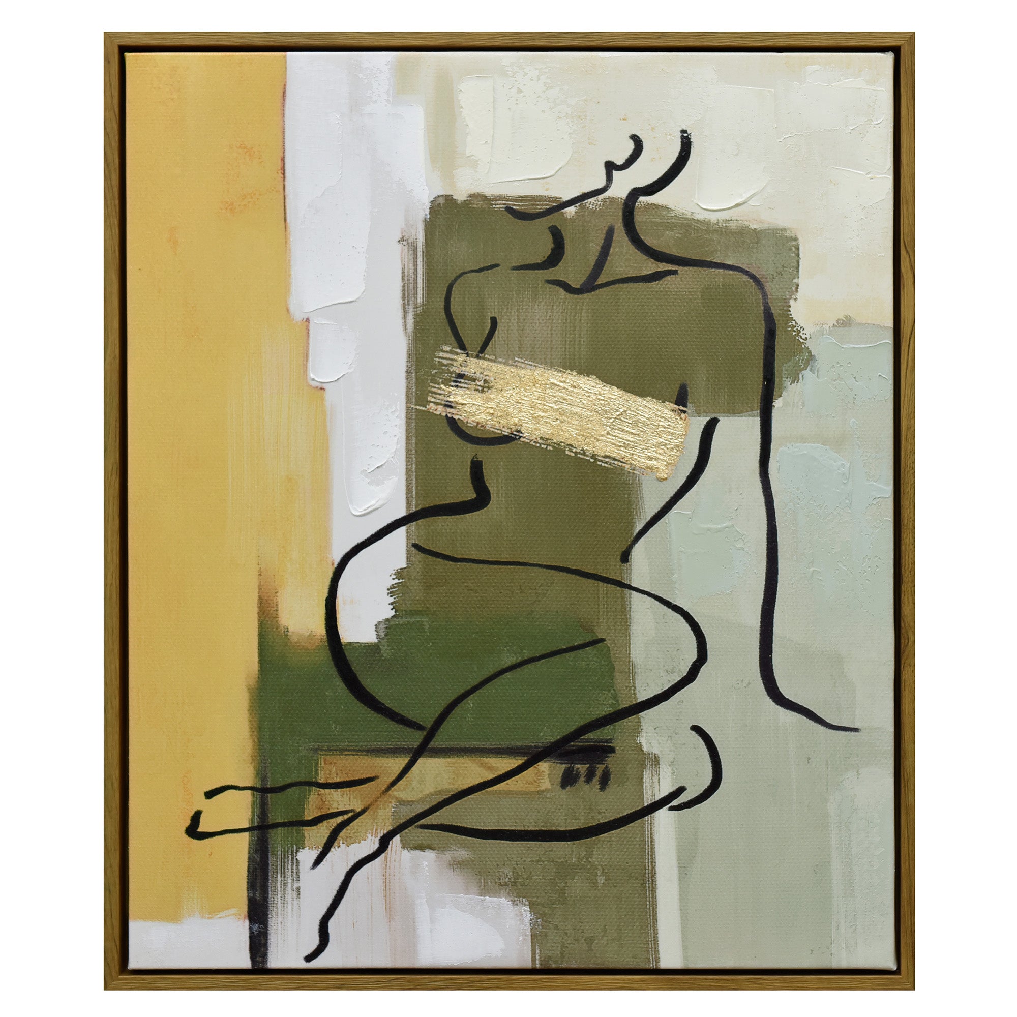 NNEDSZ 50X60cm Golden Veil Dark Wood Framed Canvas Wall Art