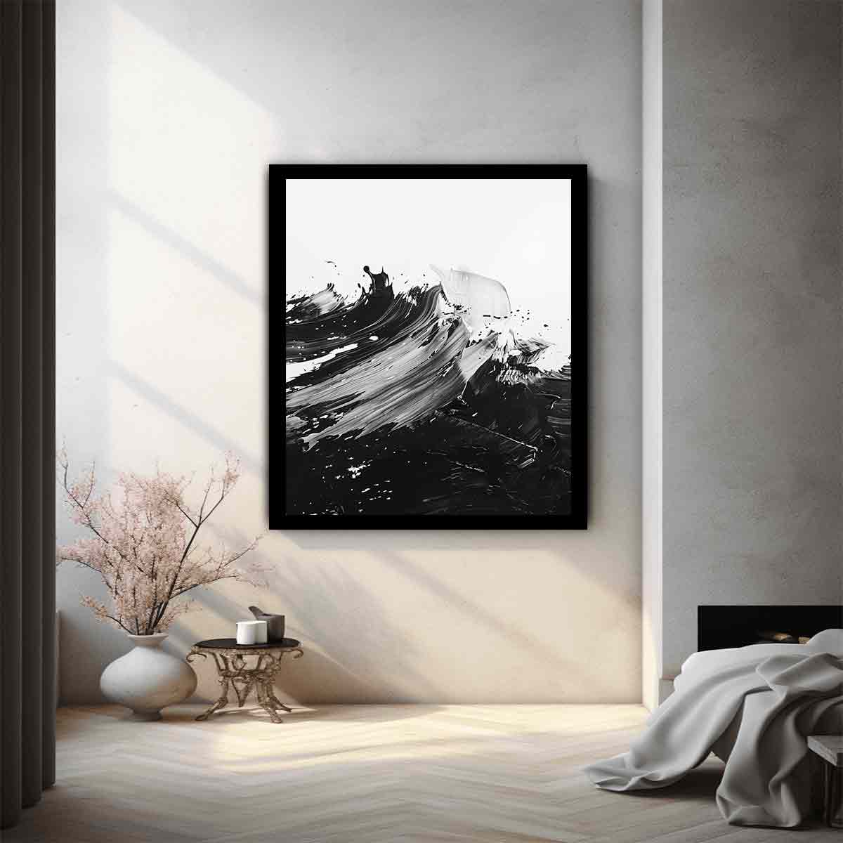 Black White Abstract Art Canvas Art Print
