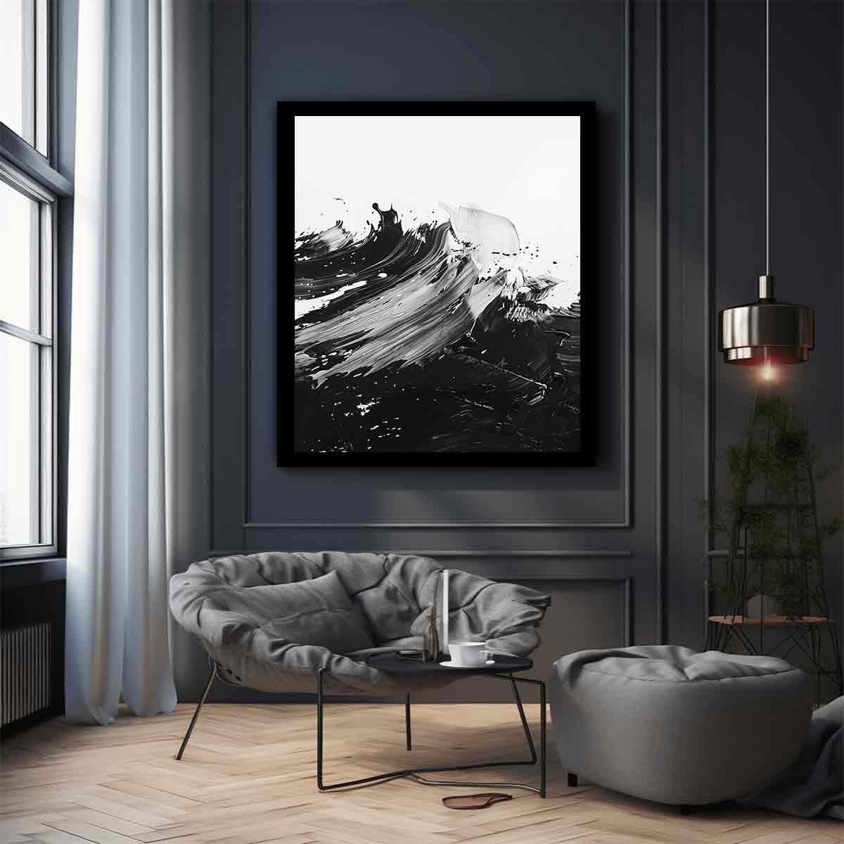 Black White Abstract Art Canvas Art Print